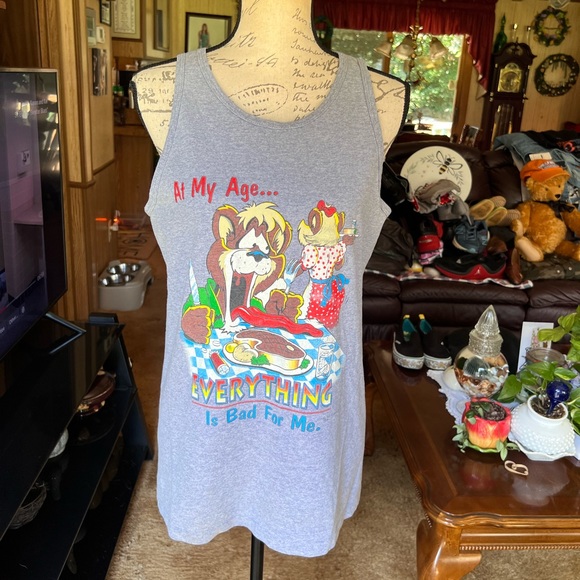 Men’s vintage 1995 Signal art wear Tasmanian devil at my age tank top - Picture 7 of 16